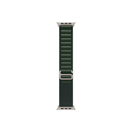 Apple Watch 49mm Loop: Dark Green Alpine Loop - Small - Natural Titanium Finish