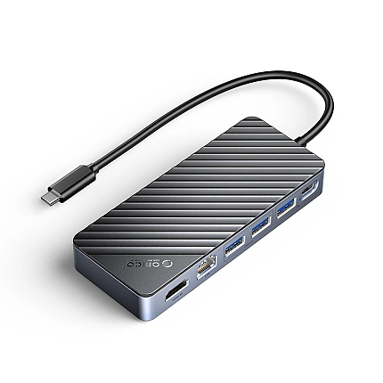 Orico докинг станция Portable Docking station M.2 SATA/NVMe - HDMI, USB3.2-A x 1, USB-C (10Gbps) x 1,USB-C (PD100W), USB2.0-A x 2, LAN - OM28PR-G2-BK