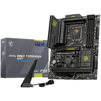 MSI MAG B860 TOMAHAWK WIFI, ATX, LGA 1851, 4x DDR5 Dual Channel DDR5 up to 9200(OC)MHz, 2x PCIe x16 slot, 3x M.2 slot, 4x USB 2.0, 4x USB 10Gbps, 1x USB 10Gbps Type-C, 1x USB 40Gbps Type-C, HDMI, DP, 7.1 HD Audio, 5G LAN, WiFi, BT, 3Y