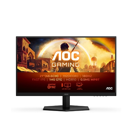 AOC 27G42E, 27" Fast IPS WLED, 1920x1080@180Hz, 1ms GtG, 0.5ms MPRT, 300cd m/2, 1000:1, 80M:1 DCR, Adaptive Sync, FlickerFree, Low Blue Light, Tilt, HDMI, DP