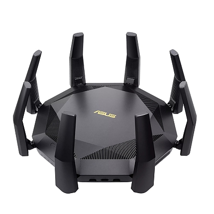 Asus Wireless Router, RT-AX89X, AX6000, 8x8 Dual-Band, Quad-Core 2.2GHz CPU, 256MB/1GB Flash/RAM, 10G port, SFP+ port, AiProtection Pro, Adaptive QoS, VPN server/client, IPTV, OFDMA, MU-MIMO, Beamforming, Link Aggregation, Port forwarding, AiMesh, Black