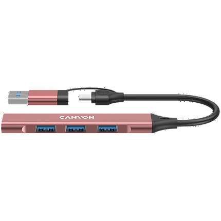 CANYON hub DS-02 4in1 USB-A/C Pink