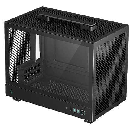 DeepCool CH160, Mini Tower, Mini-ITX, 2xUSB3.0, 1xType-C Gen 2, 1xAudio, Mesh Panel, Black, R-CH160-BKNGI0-G-1