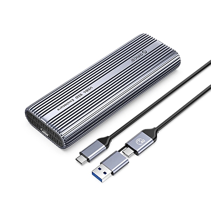 Orico външна кутия за диск Storage - Case - M.2 NVMe M key - USB-C/A, 40Gbps, Built-in Air Cooling, Aluminium - ACOM2-U4-GY