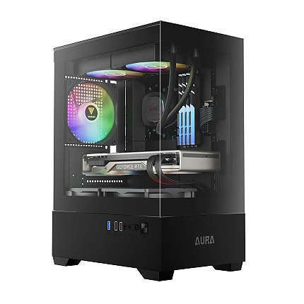 Gamdias кутия Case mATX - AURA GC9M - 3 x 120 mm A-RGB, Tempered Glass