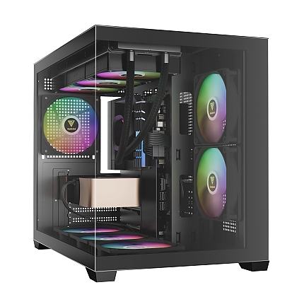Gamdias кутия Case mATX - AURA GC10M - 3 x 120 mm A-RGB, Tempered Glass