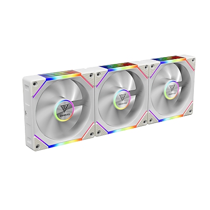 Gamdias Комплект вентилатори Fan Pack 3-in-1 3x120mm - AEOLUS P2-1203 White, Swappable Fan Blades (Reverse Fan Blades Included), Daisy-Chain, Infinity Mirror