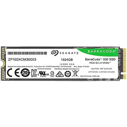 SSD SEAGATE BarraCuda 530 1.024TB M.2 2280-S2 PCIe Gen4 x4 NVMe 2.0, Read/Write: 7400/6100 MBps, TBW 600