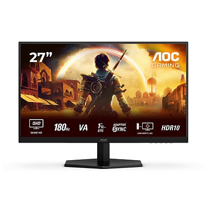 AOC Q27G42XNE, 27" Fast VA WLED, 2560x1440@180Hz, 1ms GtG, 0.5ms  MPRT, 300cd m/2, 5000:1, 80M:1 DCR, Adaptive Sync, FlickerFree, Low Blue Light, 2Wx2, Tilt, 2xHDMI, DP