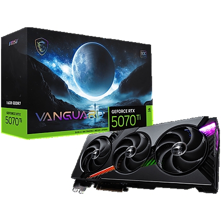 MSI Video Card Nvidia GeForce RTX 5070 TI 16G VANGUARD SOC, 16GB GDDR7, 256bit, Effective Memory Clock: 28000MHz, Boost: 2588 MHz, 8960 CUDA Cores, PCIe 5.0, 3x DP 2.1b, HDMI 2.1b, Triple Fan, 1x16pin, 750W Recommended PSU, 3Y