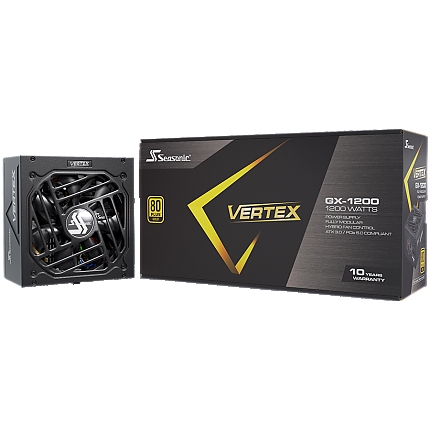 Seasonic VERTEX GX-1200 Gold, ATX 3.0, 80 PLUS GOLD, 135mm FDB Fan, Fully Modular, PCIe Gen 5 Cable (12VHPWR) included, 10 Years Warranty (1VT12GFRT3A14X)
