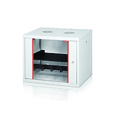 Formrack 19" Wall Mounted rack 7U 555/450mm, removable locking sides, height: 371mm, loading capacity: 100kg., tempered glass door, 19" front rails (back rails optionable)