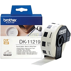 Brother DK-11219 Round Paper 1/2" label 12mm x 12mm x 1200 (Black on White)