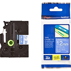 Brother TZe-535 Tape, White on Blue, Laminated, 12mm, 8m