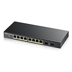 ZyXEL GS1900-10HP v2, 8-port GbE L2 PoE Smart Switch + 2 SFP slots, 802.3at, desktop, fanless, 70 Watt