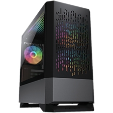 COUGAR MG140 Air RGB - Black, Mini Tower, Mini ITX / Micro ATX, USB 3.0 x 2, USB 2.0 x 1, Mic x 1 / Audio x 1, RGB Button, 3x 120mm ARGB fans pre-installed, Built-in LED controller, Patterned Air Vents, 205 x 410 x 420 (mm)