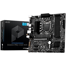 MSI B560M PRO-VDH WIFI,m-ATX,Socket 1200,Intel B560 Chipset,4 DIMMs Dual Channel DDR4 up to 5066(OC)MHz,1x PCIe x16 slot,2x M.2 slot,2x USB 3.2 Gen 2,2x USB 3.2 Gen 1,2x USB 2.0,1x HDMI,1x DP,1x VGA,WiFi 6,2.5G LAN, 7.1 Audio,3y warranty MSI B560M PRO-VDH WIFI,m-ATX,Socket 1200,Intel B560 Chipset,4 DIMMs Dual Channel DDR4 up to 5066(OC)MHz,1x PCIe x16 slot,2x M.2 slot,2x USB 3.2 Gen 2,2x USB 3.2 Gen 1,2x USB 2.0,1x HDMI,1x DP,1x VGA,WiFi 6,2.5G LAN, 7.1 Audio,3y warranty