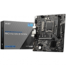 MSI PRO H610M-B DDR4, mATX, Socket 1700, Dual Channel DDR4 3200MHz, 1x PCIe x16 slot, 1x M.2 slot, 1x HDMI, 1x VGA, 2x USB 3.2 Gen 1, 4x USB 2.0, 7.1 HD Audio, 1Gbps LAN, 3Y MSI PRO H610M-B DDR4, mATX, Socket 1700, Dual Channel DDR4 3200MHz, 1x PCIe x16 slot, 1x M.2 slot, 1x HDMI, 1x VGA, 2x USB 3.2 Gen 1, 4x USB 2.0, 7.1 HD Audio, 1Gbps LAN, 3Y