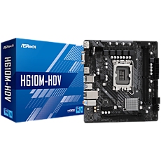 ASROCK Main Board Desktop H610M-HDV (S1700, 2x DDR4, 1x PCIe x16, 1x PCIe x1, 4x SATA3 6.0Gb/s, 4x USB 3.2, 6x USB 2.0, 1x VGA, 1x HDMI, 1x DP 1.4, 1x GLAN, mATX) Retail ASROCK Main Board Desktop H610M-HDV (S1700, 2x DDR4, 1x PCIe x16, 1x PCIe x1, 4x SATA3 6.0Gb/s, 4x USB 3.2, 6x USB 2.0, 1x VGA, 1x HDMI, 1x DP 1.4, 1x GLAN, mATX) Retail