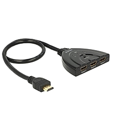 3 портов HDMI суич Delock 18600, 4K, 50 см. кабел, Черен