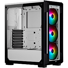 CORSAIR iCUE 220T RGB Tempered Glass Mid-Tower Smart Case — White