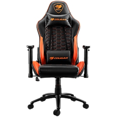 COUGAR OUTRIDER - Orange, Gaming Chair, Premium PVC Leather, Head and Lumbar Pillow, High Density Shaping Foam, Continuous 180Вє Reclining, Adjustable Tilting Resistancer, 2 Direction Adjustable armrest, Full Steel Frame, Class 4 Gas Lift Cylinder