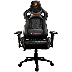 COUGAR Armor S BLACK Gaming Chair, Full Steel Frame, 4D adjustable arm rest, Gas lift height adjustable, 180Вє seat back adjustable, Head and Lumbar Pillow, High density mold shaping foam, Premium PVC leather,Weight Capacity-120kg,Product Weight-21kg