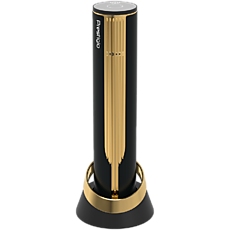 Prestigio Maggiore, smart wine opener, 100% automatic, opens up to 70 bottles without recharging, foil cutter included, premium design, 480mAh battery, Dimensions D 48*H228mm, black + gold color.