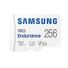 Samsung 256 GB micro SD PRO Endurance, Adapter, Class10, Waterproof, Magnet-proof, Temperature-proof, X-ray-proof, Read 100 MB/s - Write 40 MB/s