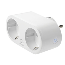 Смарт контакт DELTACO SH-P02E, 2 гнезда, Google Assistant, Alexa, 13А, WiFi 2.4Ghz, 1xCEE 7/3, Бял