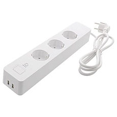 Смарт разклонител DELTACO SH-P03USB2, WiFi 2.4GHz, 3xCEE 7/3, 2xUSB-A, 13A, 220-240V, 1.5m, Бял