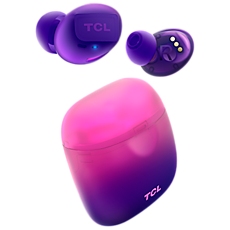 TCL In-Ear True Wireless Bluetooth Headset, Frequency of response 9-22K, Sensitivity 100 dB, Driver Size 5.8mm, Impedence 13 Ohm, Max power input 20mW, Playtime 6.5h/26h, IPX4, Bluetooth 5.0, A2DP, AVRCP, HFP, HS, USB-C, Color Sunrise Purple TCL In-Ear True Wireless Bluetooth Headset, Frequency of response 9-22K, Sensitivity 100 dB, Driver Size 5.8mm, Impedence 13 Ohm, Max power input 20mW, Playtime 6.5h/26h, IPX4, Bluetooth 5.0, A2DP, AVRCP, HFP, HS, USB-C, Color Sunrise Purple