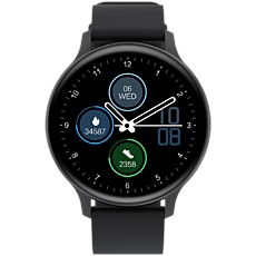 Smartwatch, Realtek 8762CK, 1.28"TFT 240x240px; RAM : 160KB,  Lithium-ion polymer battery, 3.7V 190mAh Include, Black Zinc alloy middle frame + plastic bottom case+ black Silicone strap + black strap buckle, 44.9x 10.9mm, strap: 20x220mm, 50.64g