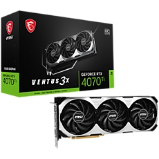 MSI Video Card Nvidia GeForce RTX 4070 Ti VENTUS 3X 12G OC, 12GB GDDR6X, 192bit, Effective Memory Clock: 21000MHz, Boost: 2640 MHz, 7680 CUDA Cores, PCIe 4.0, 3x DP 1.4a, HDMI 2.1a, RAY TRACING, Triple Fan, 700W Recommended PSU, 3Y MSI Video Card Nvidia GeForce RTX 4070 Ti VENTUS 3X 12G OC, 12GB GDDR6X, 192bit, Effective Memory Clock: 21000MHz, Boost: 2640 MHz, 7680 CUDA Cores, PCIe 4.0, 3x DP 1.4a, HDMI 2.1a, RAY TRACING, Triple Fan, 700W Recommended PSU, 3Y