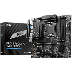 MSI PRO B760M-A WIFI DDR4, mATX, Socket 1700, Dual Channel DDR4 5333(OC)MHz, 2x PCIe x16 slots, 2x M.2 slots, 2x HDMI, 2x DP, 2x USB 3.2 Gen 2, 2x USB 3.2 Gen 1, 2x USB 2.0, 7.1 HD Audio, 2.5Gbps LAN, WI-FI 6E, BT, 3Y MSI PRO B760M-A WIFI DDR4, mATX, Socket 1700, Dual Channel DDR4 5333(OC)MHz, 2x PCIe x16 slots, 2x M.2 slots, 2x HDMI, 2x DP, 2x USB 3.2 Gen 2, 2x USB 3.2 Gen 1, 2x USB 2.0, 7.1 HD Audio, 2.5Gbps LAN, WI-FI 6E, BT, 3Y