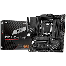 MSI Main Board Desktop PRO B650M-A WIFI (AM5, 4x DDR5, HDMI, DP, 2x PCI-E x16, 2x PCI-E x16, 2x M.2, 4x SATA 6G, 4x USB 2.0, 6x USB 3.2 Gen1 Type A, 4x USB 3.2 Gen2 Type A, 1x USB 3.2 Gen2 Type C, 2.5GLAN, Wi-Fi 6E, BT5.2) mATX MSI Main Board Desktop PRO B650M-A WIFI (AM5, 4x DDR5, HDMI, DP, 2x PCI-E x16, 2x PCI-E x16, 2x M.2, 4x SATA 6G, 4x USB 2.0, 6x USB 3.2 Gen1 Type A, 4x USB 3.2 Gen2 Type A, 1x USB 3.2 Gen2 Type C, 2.5GLAN, Wi-Fi 6E, BT5.2) mATX