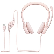 Слушалки с микрофон Logitech H390, USB, Розов