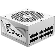 MSI MPG A750GF White Power Supply 750W, 80 PLUS Gold, Japanese capacitors, Fully Modular, Flat Black Cables, 100~240VAC, 47-63HZ, 140mm fan, 160x150x86 mm, ATX, 2xEPS, 6xPCI-E, 8XSATA, 4xMOLEX, FDD, EU plug MSI MPG A750GF White Power Supply 750W, 80 PLUS Gold, Japanese capacitors, Fully Modular, Flat Black Cables, 100~240VAC, 47-63HZ, 140mm fan, 160x150x86 mm, ATX, 2xEPS, 6xPCI-E, 8XSATA, 4xMOLEX, FDD, EU plug