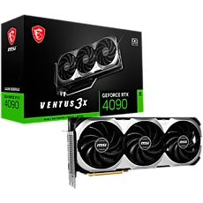 MSI Video Card NVidia GeForce RTX 4090 VENTUS 3X 24G OC, 24GB GDDR6X, 384-bit, 2550 MHz Boost, 16384 CUDA Cores, PCIe 4.0, 3x DP 1.4a, HDMI 2.1a, RAY TRACING, Triple Fan, 850W Recommended PSU, 3Y MSI Video Card NVidia GeForce RTX 4090 VENTUS 3X 24G OC, 24GB GDDR6X, 384-bit, 2550 MHz Boost, 16384 CUDA Cores, PCIe 4.0, 3x DP 1.4a, HDMI 2.1a, RAY TRACING, Triple Fan, 850W Recommended PSU, 3Y