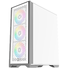 LUX S Arctic EN48298 White, ATX/M-ATX/Mini ITX, U3x1+U2x2, Metal Vents FP & Left TG, 4PCS X24A Arctic Fan & Galaxy II Arctic Fan Control Kit