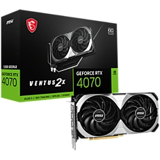 MSI Video Card Nvidia GeForce RTX 4070 VENTUS 2X 12G OC, 12GB GDDR6X, 192bit, Effective Memory Clock: 21000MHz, Boost: 2520 MHz, 5888 CUDA Cores, PCIe 4.0, 3x DP 1.4a, HDMI 2.1a, RAY TRACING, Dual Fan, 1x8pin, 650W Recommended PSU, 3Y MSI Video Card Nvidia GeForce RTX 4070 VENTUS 2X 12G OC, 12GB GDDR6X, 192bit, Effective Memory Clock: 21000MHz, Boost: 2520 MHz, 5888 CUDA Cores, PCIe 4.0, 3x DP 1.4a, HDMI 2.1a, RAY TRACING, Dual Fan, 1x8pin, 650W Recommended PSU, 3Y