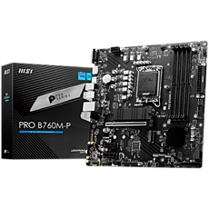 MSI PRO B760M-P, mATX, LGA 1700, Dual Channel DDR5 6800, 1x PCIe x16 slots, 2x M.2 slots, 1x HDMI, 1x DP, 1x VGA, 1x USB 3.2 Gen 2 Type-C, 1x USB 3.2 Gen 1, 4x USB 2.0, 7.1 HD Audio, 1Gbps LAN, 3Y MSI PRO B760M-P, mATX, LGA 1700, Dual Channel DDR5 6800, 1x PCIe x16 slots, 2x M.2 slots, 1x HDMI, 1x DP, 1x VGA, 1x USB 3.2 Gen 2 Type-C, 1x USB 3.2 Gen 1, 4x USB 2.0, 7.1 HD Audio, 1Gbps LAN, 3Y