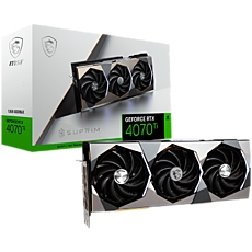 MSI Video Card Nvidia GeForce RTX 4070 Ti SUPRIM SE 12G, 12GB GDDR6X, 192bit, Effective Memory Clock: 21000MHz, Boost: 2610 MHz, 7680 CUDA Cores, PCIe 4.0, 3x DP 1.4a, HDMI 2.1a, RAY TRACING, Triple Fan, 750W Recommended PSU, 3Y MSI Video Card Nvidia GeForce RTX 4070 Ti SUPRIM SE 12G, 12GB GDDR6X, 192bit, Effective Memory Clock: 21000MHz, Boost: 2610 MHz, 7680 CUDA Cores, PCIe 4.0, 3x DP 1.4a, HDMI 2.1a, RAY TRACING, Triple Fan, 750W Recommended PSU, 3Y