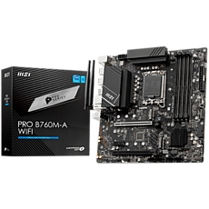 MSI PRO B760M-A WIFI, mATX, Socket 1700, Dual Channel 6800(OC)MHz, 2x PCIe x16 slots, 2x M.2 slots, 2x HDMI, 2x DP, 2x USB 3.2 Gen 2, 2x USB 3.2 Gen 1, 2x USB 2.0, 7.1 HD Audio, 2.5Gbps LAN, WI-FI 6E, BT, 3Y MSI PRO B760M-A WIFI, mATX, Socket 1700, Dual Channel 6800(OC)MHz, 2x PCIe x16 slots, 2x M.2 slots, 2x HDMI, 2x DP, 2x USB 3.2 Gen 2, 2x USB 3.2 Gen 1, 2x USB 2.0, 7.1 HD Audio, 2.5Gbps LAN, WI-FI 6E, BT, 3Y