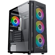 Master X EN46331 ATX/M-ATX/Mini-ITX, USB3.0x1+USB2.0x2, Meshed Grill FP & Left TG, 4PCS X20A Fan & LED Button Switch ARGB Fan Control PCB