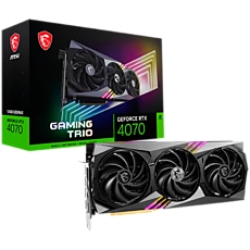 MSI Video Card Nvidia GeForce RTX 4070 GAMING TRIO 12G, 12GB GDDR6X, 192bit, Boost: 2490 MHz, 5888 CUDA Cores, PCIe 4.0, 3x DP 1.4a, HDMI 2.1a, RAY TRACING, Triple Fan, 1x 16pin, 650W Recommended PSU, 3Y MSI Video Card Nvidia GeForce RTX 4070 GAMING TRIO 12G, 12GB GDDR6X, 192bit, Boost: 2490 MHz, 5888 CUDA Cores, PCIe 4.0, 3x DP 1.4a, HDMI 2.1a, RAY TRACING, Triple Fan, 1x 16pin, 650W Recommended PSU, 3Y