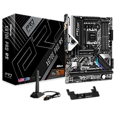 ASROCK MB Desktop X670E Pro RS, AM5, 4x DDR5, 1x PCIe 5.0 x16, 2x PCIe 4.0 x1, 6x SATA3, 3x Hyper M.2 (PCIe Gen4x4), 1x Blazing M.2(PCIe Gen5x4), 7.1 CH HD Audio, 1x HDMI, 1x DisplayPort, 2.5G LAN, Wi-Fi, BT ASROCK MB Desktop X670E Pro RS, AM5, 4x DDR5, 1x PCIe 5.0 x16, 2x PCIe 4.0 x1, 6x SATA3, 3x Hyper M.2 (PCIe Gen4x4), 1x Blazing M.2(PCIe Gen5x4), 7.1 CH HD Audio, 1x HDMI, 1x DisplayPort, 2.5G LAN, Wi-Fi, BT