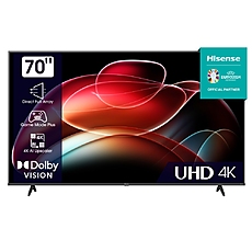 Hisense 70" A6K, 4K Ultra HD 3840x2160, DLED, DFA, Precision Colour, HDR 10+, HLG, Dolby Vision, DTS Virtual X, Smart TV, WiFi, BT, AnyView Cast, Gaming Mode, 1xHDMI2 eArc, 2xHDMI, 2xUSB, LAN, CI+, DVB-T2/C/S2, Black Hisense 70" A6K, 4K Ultra HD 3840x2160, DLED, DFA, Precision Colour, HDR 10+, HLG, Dolby Vision, DTS Virtual X, Smart TV, WiFi, BT, AnyView Cast, Gaming Mode, 1xHDMI2 eArc, 2xHDMI, 2xUSB, LAN, CI+, DVB-T2/C/S2, Black