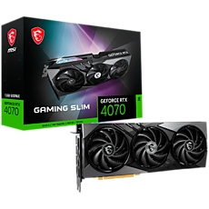 MSI Video Card Nvidia GeForce RTX 4070 GAMING SLIM 12G, 12GB GDDR6X, 192bit, Boost: 2490 MHz, 5888 CUDA Cores, PCIe 4.0, 3x DP 1.4a, HDMI 2.1a, RAY TRACING, Triple Fan, 1x 16pin, 650W Recommended PSU, 3Y MSI Video Card Nvidia GeForce RTX 4070 GAMING SLIM 12G, 12GB GDDR6X, 192bit, Boost: 2490 MHz, 5888 CUDA Cores, PCIe 4.0, 3x DP 1.4a, HDMI 2.1a, RAY TRACING, Triple Fan, 1x 16pin, 650W Recommended PSU, 3Y