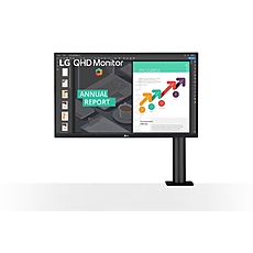 LG 27QN880P-B, 27" Wide LED, QHD Ergo (2560x1440) IPS Display, sRGB 99%, 75Hz, 5ms, 1000:1, Mega DFC, 350 cd/m2, AMD FreeSync, MAXX Audio 5W x 2, USB type-C, HDMI, Reader Mode, DisplayPort, Headphone out, Tilt, Height (Range), Swivel, Pivot, Black LG 27QN880P-B, 27" Wide LED, QHD Ergo (2560x1440) IPS Display, sRGB 99%, 75Hz, 5ms, 1000:1, Mega DFC, 350 cd/m2, AMD FreeSync, MAXX Audio 5W x 2, USB type-C, HDMI, Reader Mode, DisplayPort, Headphone out, Tilt, Height (Range), Swivel, Pivot, Black